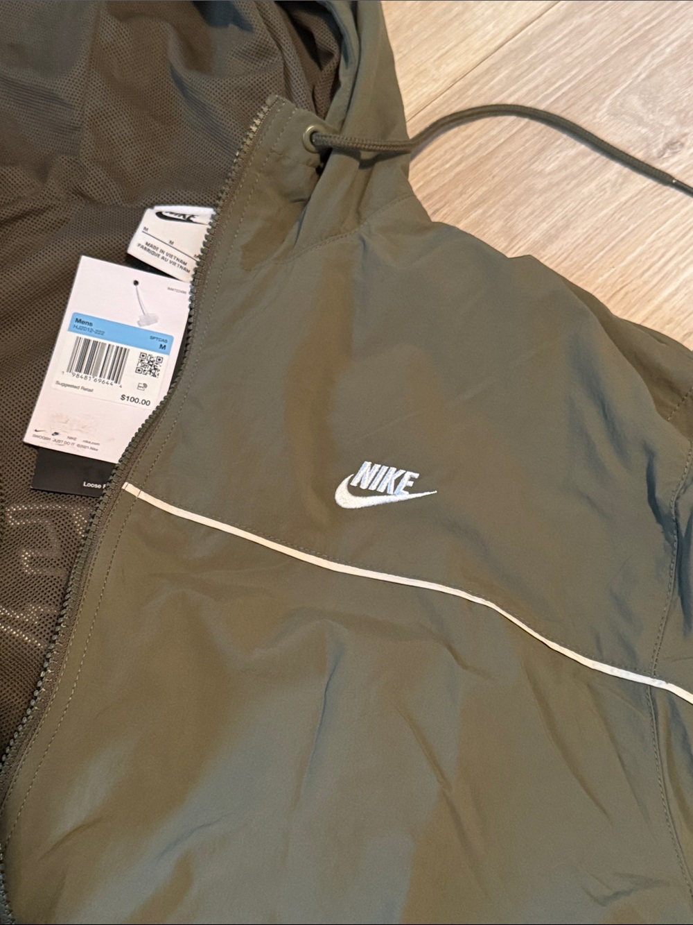Nike Olive Green Hooded Windbreaker Jacket - Picture 3 of 5